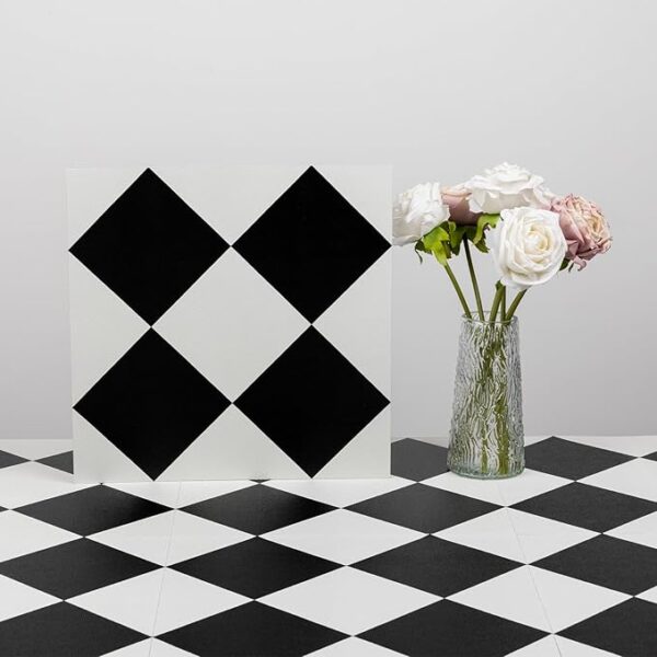 Black and white-Large Self-Adhesive Floor Tile