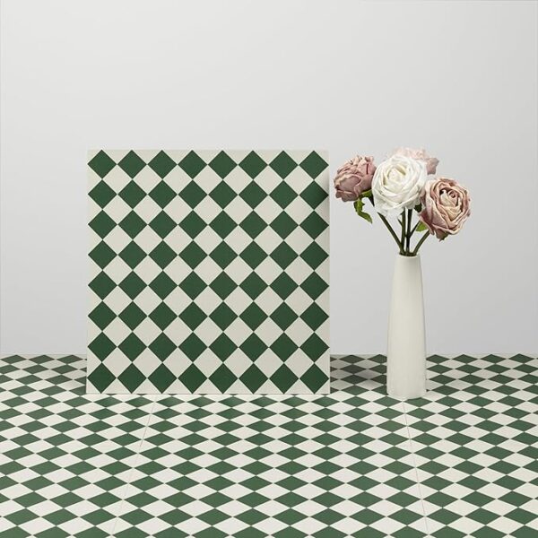 Green and white Self-Adhesive Floor Tile